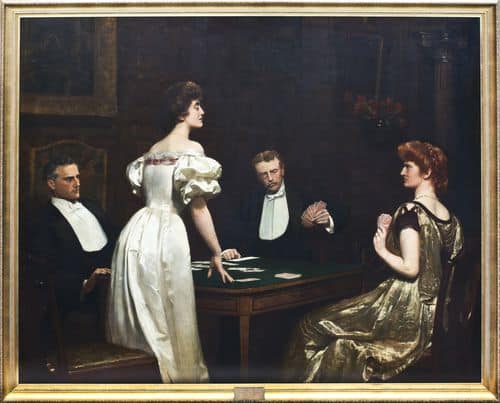 john collier oils on canvas entitled the cheat recently sold